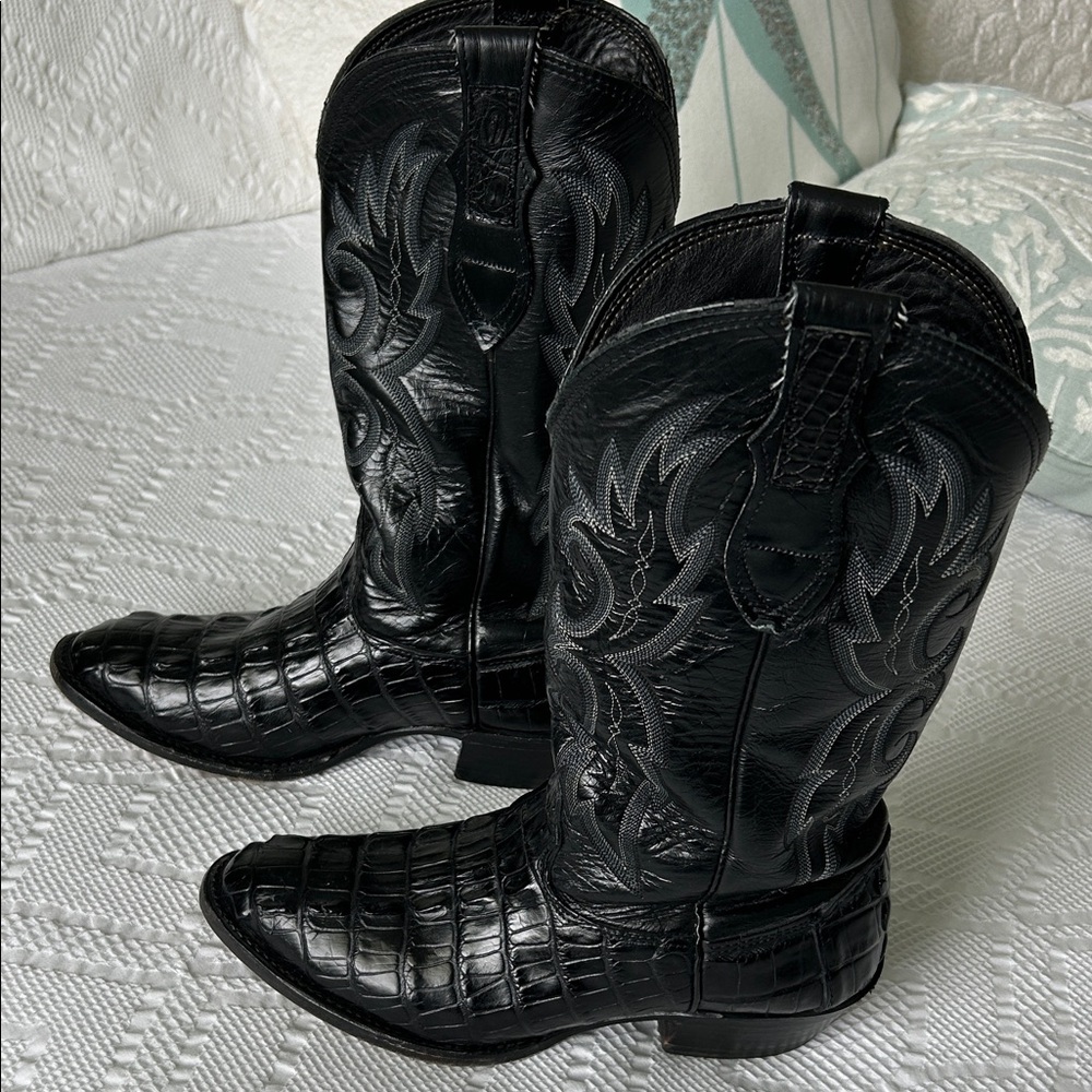 Embossed Black Cowboy Boots
